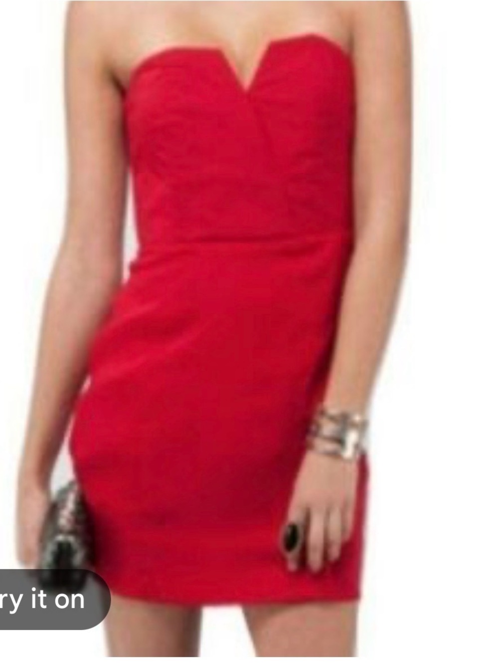 Audrey 3 plus one Strapless Red Structures Sheath Dress Medium